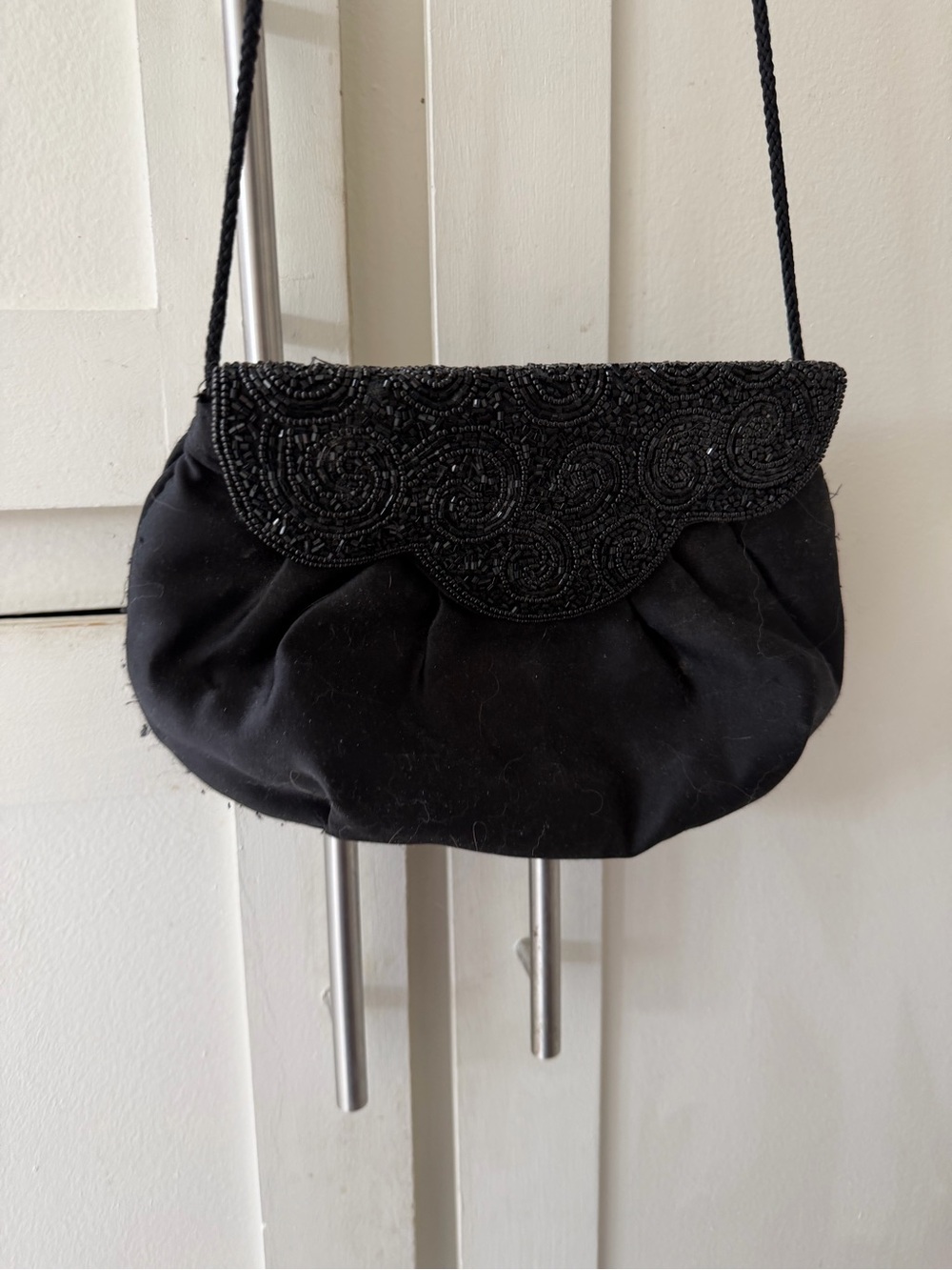 Vintage Black Beaded Evening Bag Shoulder Bag